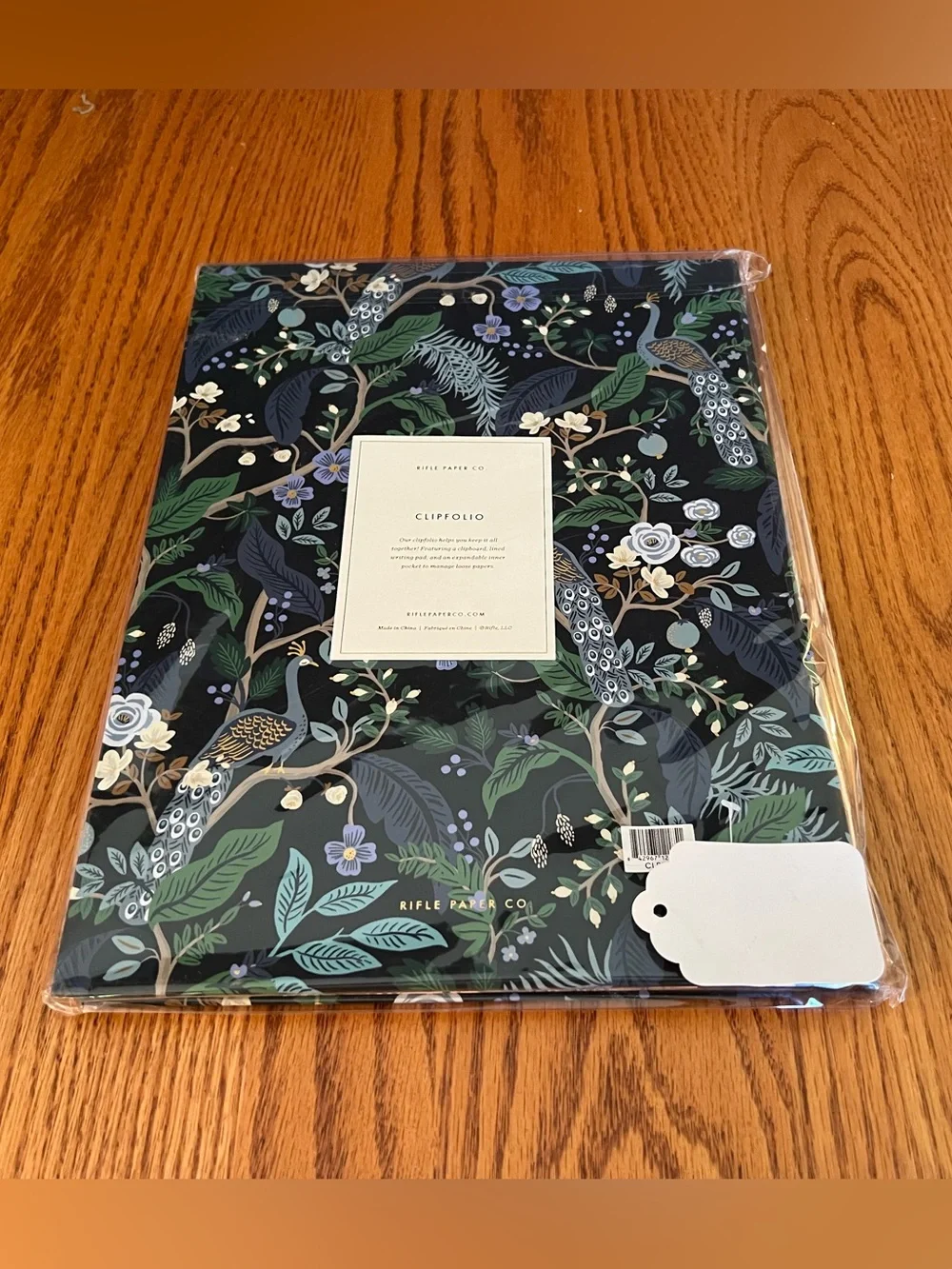 Rifle Paper Co. Cream & Black Peacock Legal Clipfolio